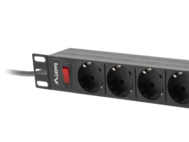 Lanberg power distribution unit (PDU) 19" 1U 16A 9xSchuko outlets,black