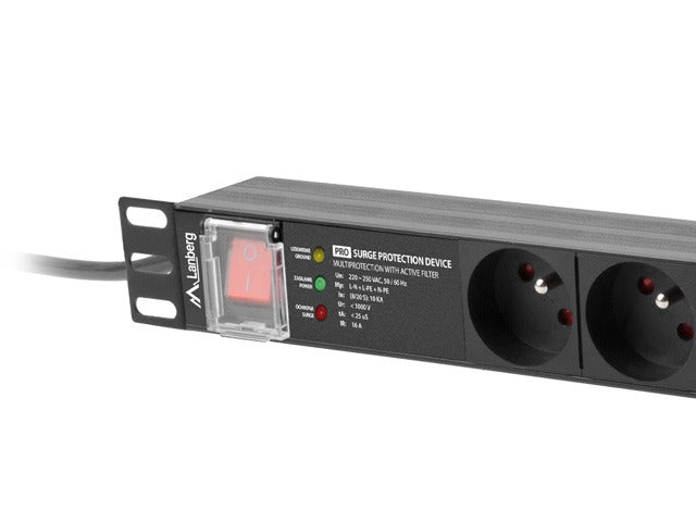 Lanberg power distribution unit (PDU) PRO 19" 1U 16A 2M 7X FRENCH OUTLETS SPD-3MP Black