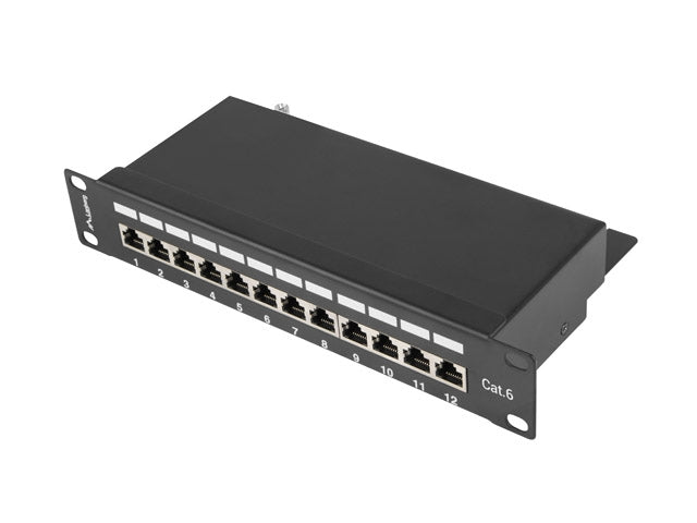 Lanberg patch panel 12port 1U 10" CAT.6 shielded, black