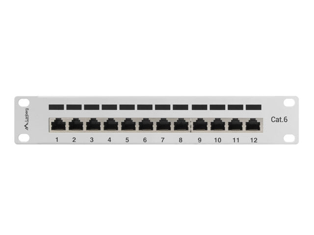Lanberg patch panel 12port 1U 10" CAT.6 shielded, grey