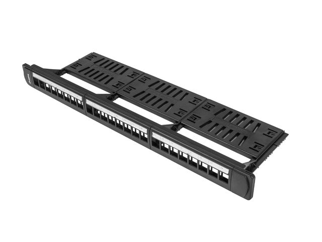 Lanberg patch panel blank 24 port 1U with organizer for keystone modules, black