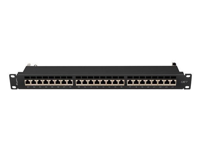 Lanberg patch panel 24 port 1U 19" CAT.7 ftp with cable organizer shielded black