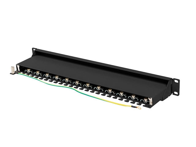 Lanberg patch panel 24 port 1U 19" CAT.7 ftp with cable organizer shielded black
