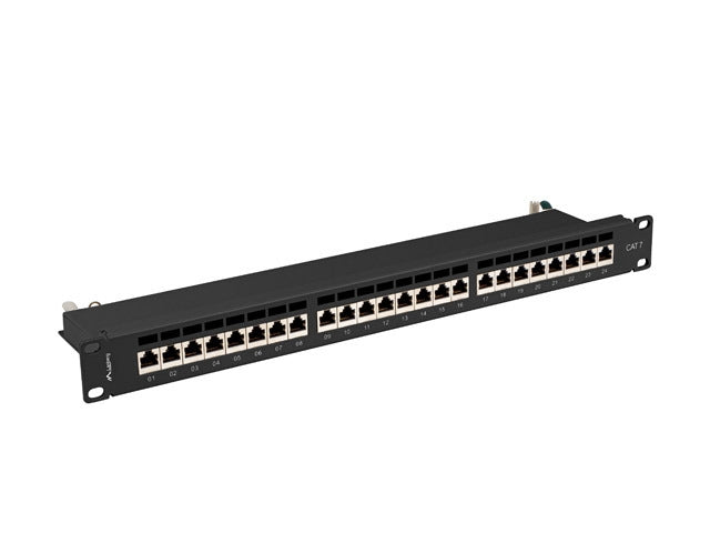 Lanberg patch panel 24 port 1U 19" CAT.7 ftp with cable organizer shielded black