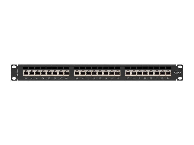 Lanberg patch panel 24 port 1U 19" CAT.6a ftp with cable organizer shielded black