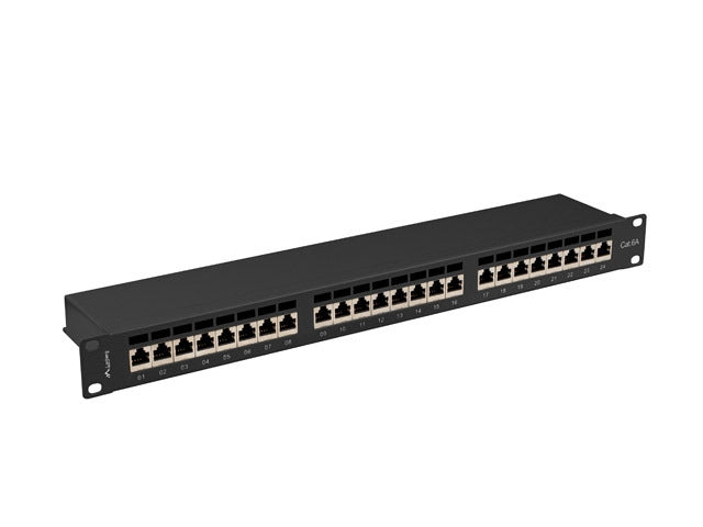Lanberg patch panel 24 port 1U 19" CAT.6a ftp with cable organizer shielded black