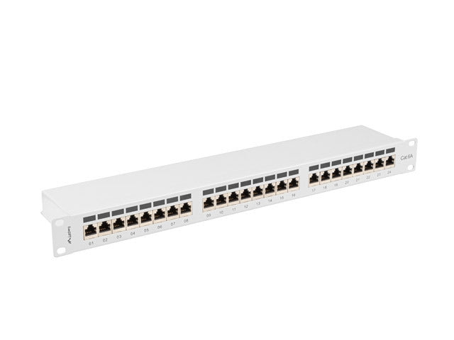 Lanberg patch panel 24 port 1U 19" CAT.6a ftp with cable organizer shielded grey