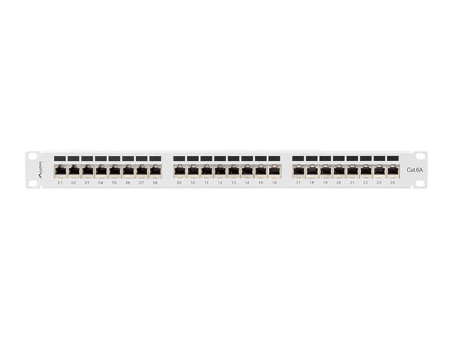 Lanberg patch panel 24 port 1U 19" CAT.6a ftp with cable organizer shielded grey