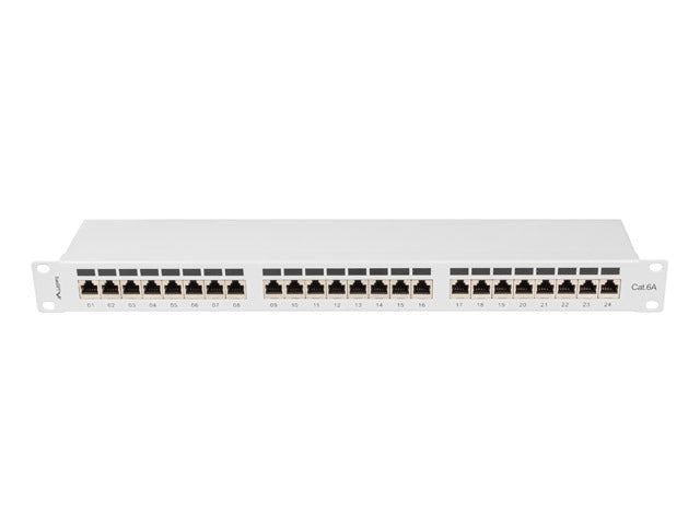 Lanberg patch panel 24 port 1U 19" CAT.6a ftp with cable organizer shielded grey
