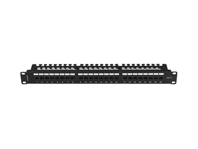 Lanberg patch panel 24 port 1U 19" CAT.6 utp with cable organizer black
