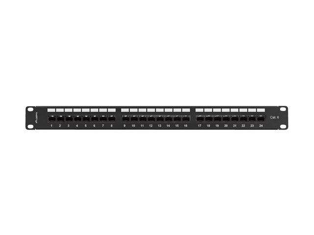Lanberg patch panel 24 port 1U 19" CAT.6 utp with cable organizer black