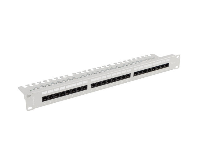 Lanberg patch panel 24 port 1U 19" CAT.6 utp with cable organizer grey