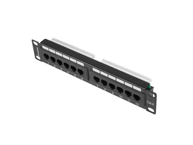 Lanberg patch panel 12port 1U 10" CAT.6, black