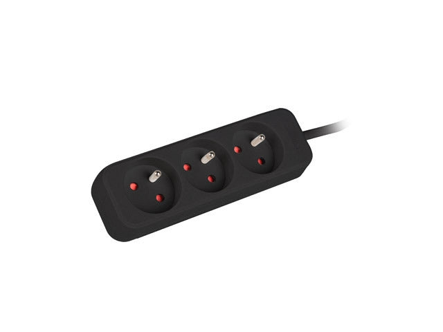 Lanberg power strip 1.5m, 3 sockets, french quality-grade copper cable, black
