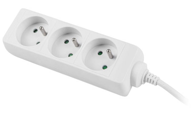 Lanberg power strip 3m, 3 sockets, french quality-grade copper cable, white