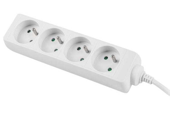 Lanberg power strip 1.5m, 4 sockets, french quality-grade copper cable, white