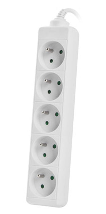 Lanberg power strip 1.5m, 5 sockets, french quality-grade copper cable, white