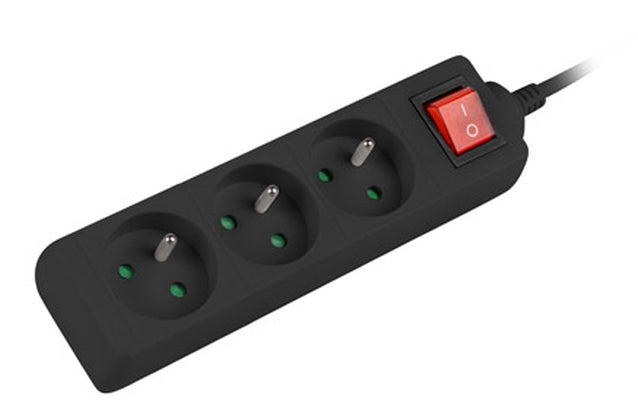 Lanberg power strip 3m, 3 sockets, french with circuit breaker quality-grade copper cable, black