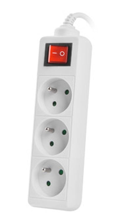 Lanberg power strip 3m, 3 sockets, french with circuit breaker quality-grade copper cable, white