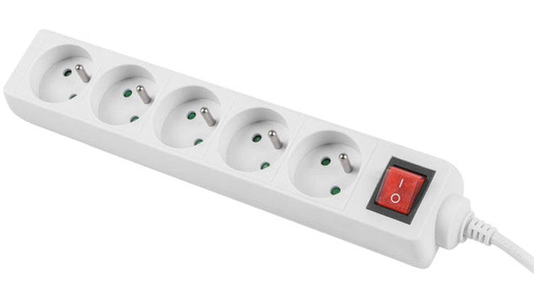 Lanberg power strip 3m, 5 sockets, french with circuit breaker quality-grade copper cable, white