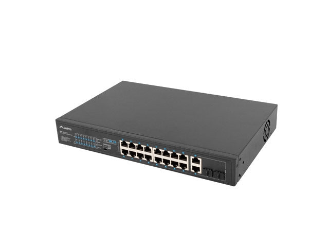 Lanberg switch 16x 100mb poe+/2x 1GB/1x sfp unmanaged rack 10" & 19" gigabit ethernet 150w