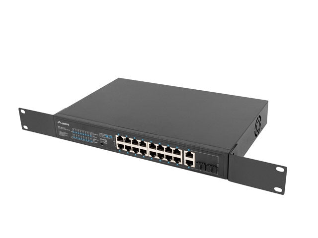 Lanberg switch 16x 100mb poe+/2x 1GB/1x sfp unmanaged rack 10" & 19" gigabit ethernet 150w