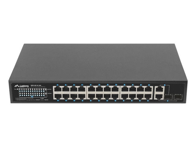 Lanberg switch 24x 100mb poe+/2x combo rack 19" gigabit ethernet 360w v2