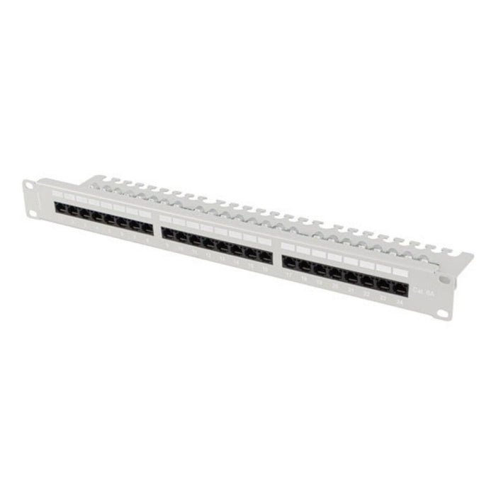 Lanberg patch panel 24 port 1U 19" CAT.6a utp with cable organizer grey