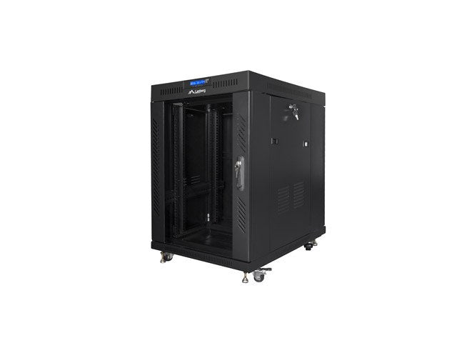 Lanberg rack cabinet 19" free-standing 15U/600x800 (flat pack) with glass door lcd black v2