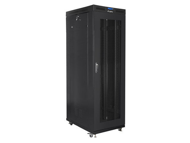 Lanberg rack cabinet 19" free-standing 27U/800x1000 (flat pack) with glass door lcd black v2