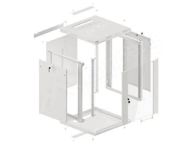 Lanberg rack cabinet 19" wall-mount 15U / 600x600 for self-assembly (flat pack), grey