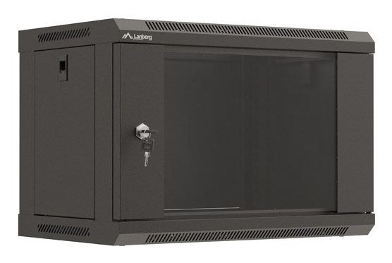 Lanberg rack cabinet 19" wall-mount 6U/540x350 (flat pack) with glass door black
