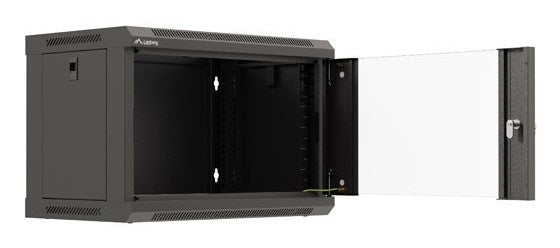 Lanberg rack cabinet 19" wall-mount 6U/540x350 (flat pack) with glass door black