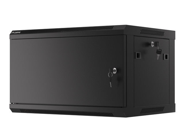 Lanberg rack cabinet 19" wall-mount 6U/600x450 for self-assembly with metal door black (flat pack)