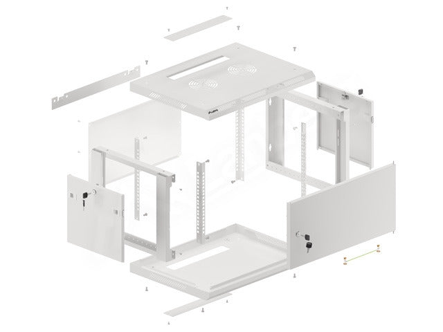 Lanberg rack cabinet 19" wall-mount 6U/600x450 for self-assembly with metal door grey (flat pack)