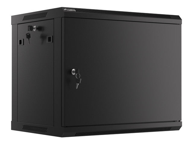 Lanberg rack cabinet 19" wall-mount 9U/600x450 for self-assembly with metal door  black (flat pack)