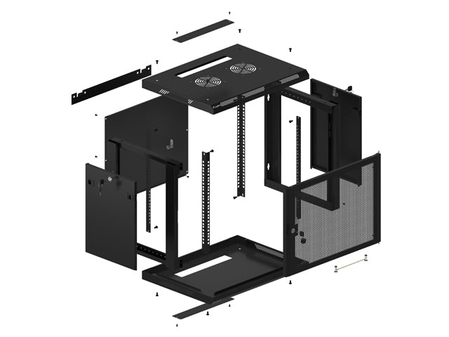 Lanberg rack cabinet 19" wall-mount 9U/600x450 with perforated door black (flat pack)