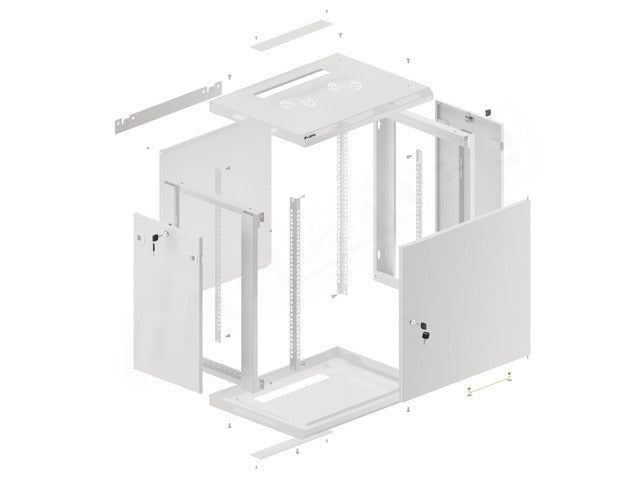 Lanberg rack cabinet 19" wall-mount 12U/600x450 for self-assembly with metal door grey (flat pack)