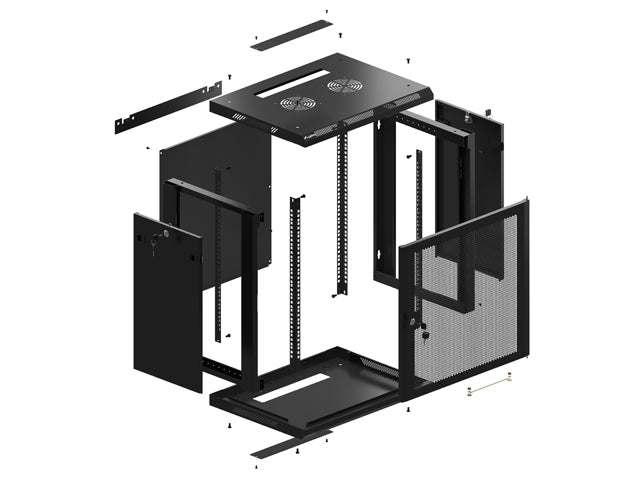 Lanberg rack cabinet 19" wall-mount 12U/600x450 with perforated door black (flat pack)