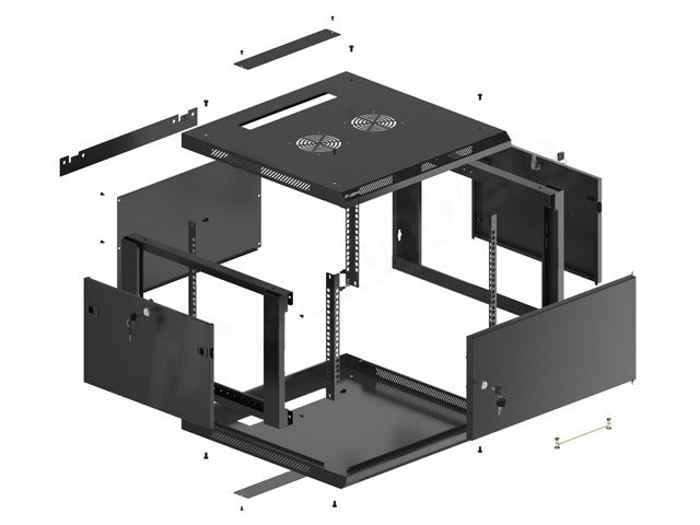 Lanberg rack cabinet 19" wall-mount 6U/600x600 for self-assembly with metal door black (flat pack)