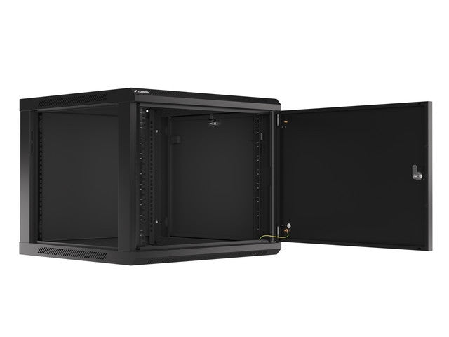 Lanberg rack cabinet 19" wall-mount 9U/600x600 for self-assembly with metal door black (flat pack)