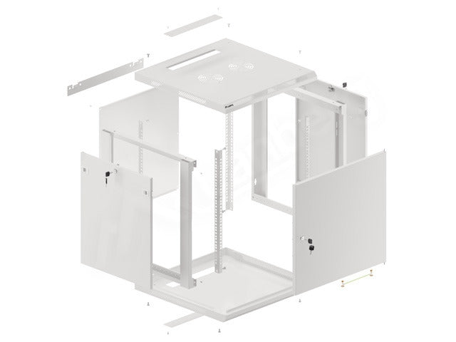 Lanberg rack cabinet 19" wall-mount 12U/600x600 for self-assembly with metal door grey (flat pack)