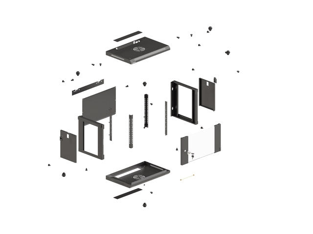 Lanberg rack cabinet 19" wall-mount 6U/540x350 (flat pack) with glass door black