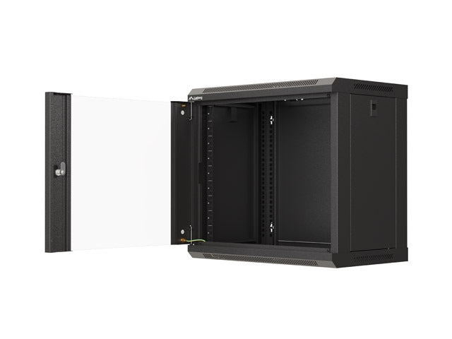 Lanberg rack cabinet 19" wall-mount 9U/540x350 (flat pack) with glass door black