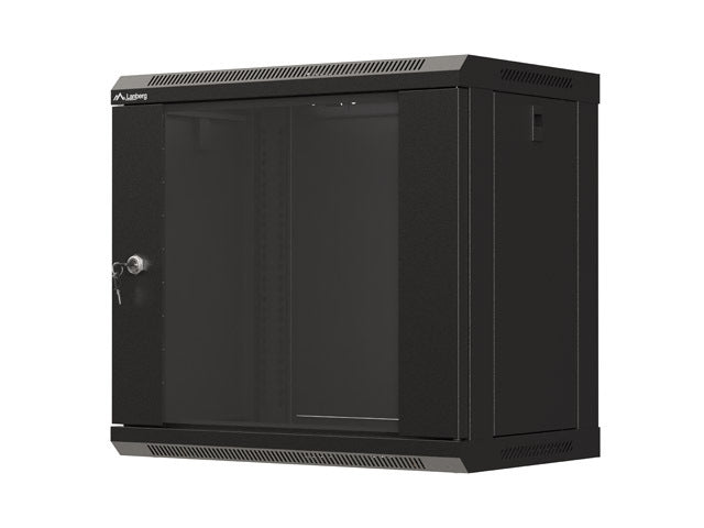 Lanberg rack cabinet 19" wall-mount 9U/540x350 (flat pack) with glass door black
