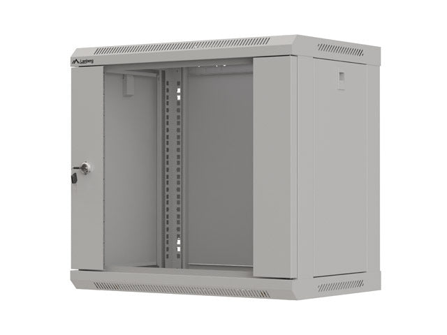 Lanberg rack cabinet 19" wall-mount 9U/540x350 (flat pack) with glass door grey
