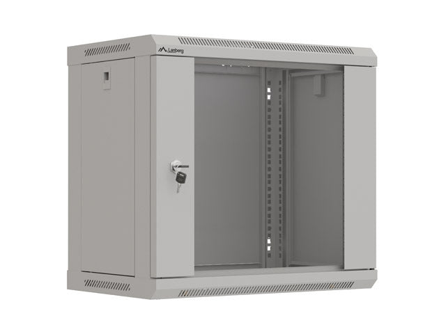 Lanberg rack cabinet 19" wall-mount 9U/540x350 (flat pack) with glass door grey