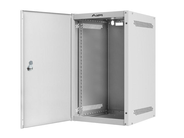 Lanberg rack cabinet 10" wall-mount 9U / 280x310 self-assembly flat pack with metal door, grey