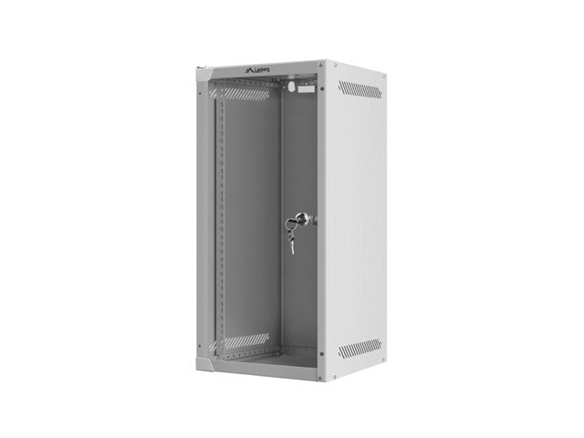 Lanberg rack cabinet 10" wall-mount 12U/280x310 for self-assembly with glass door grey (flat pack)