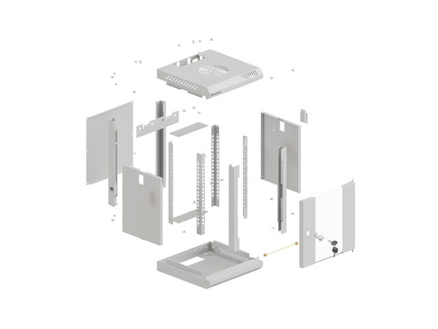 Lanberg rack cabinet 10" wall-mount 4U/300x300 (flat pack) with glass door grey